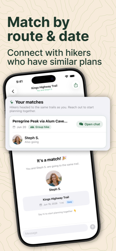 Match with hikers by route and date