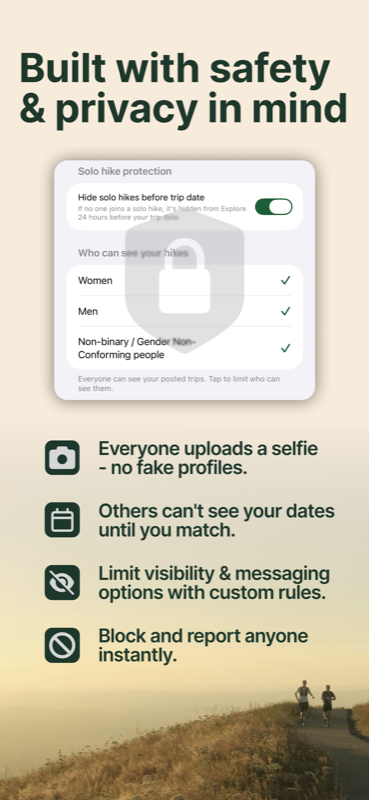 Built with hiker safety and privacy in mind